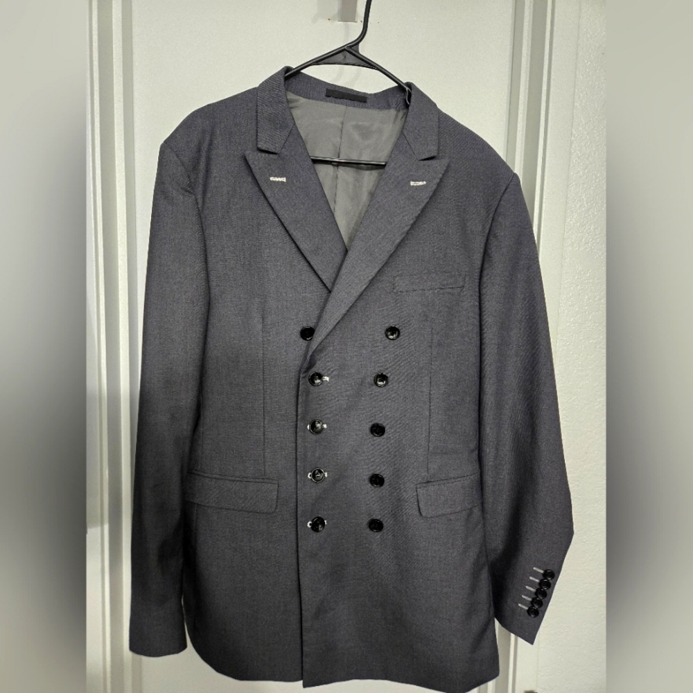 Men's Double-Breasted Gray Blazer